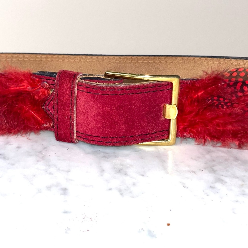 Luxurious Red and Gold Belt with Medium Width